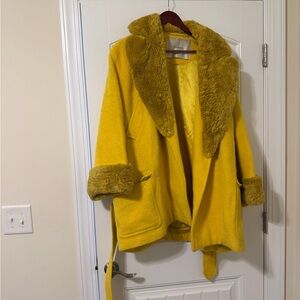 Isaac Mizrahi Vibrant Yellow Teddy Jacket